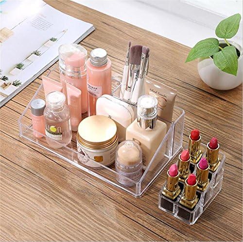 Makeup Organizer,Acrylic Cosmetic Organizer,Clear Acrylic Jewelry Cosmetic Storage Organizer Display Stand Case With a Removable Lipstick Nailpolish Holder By Erya