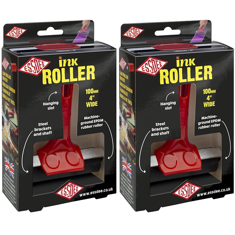 ESSDEE Ink Roller/Brayer 100 mm, Red, 100mm (Pack of 2)