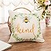 Fahrendom Girl Nursery Bee Kind Daisy Wreath Inspirational Quote Cotton Linen Home Decorative Throw Pillow Case Cushion Cover with Words for Sofa Couch 18 x 18 in