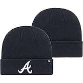 '47 MLB Unisex-Adult Primary Logo Cuffed Knit Primary Logo Team Color Beanie Hat Cold Weather Hat, One Size (Atlanta Braves Navy)
