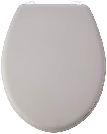 MSV WC Sitz Toilettendeckel MDF Holzkern 'Soft Touch Taupe' Scharniere aus Edelstahl - hochwertige und stabile Qualität
