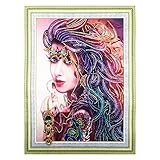 Hibah DIY 5D Diamond Painting Special Shape Diamond Mosaic Set, Cross Stitch Rhinestones Europe and America Indian Beauty Embroidery Painting 16x20in
