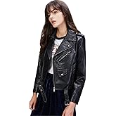 LY VAREY LIN Women's Faux Leather Motorcycle Jacket PU Slim Short Biker Coat