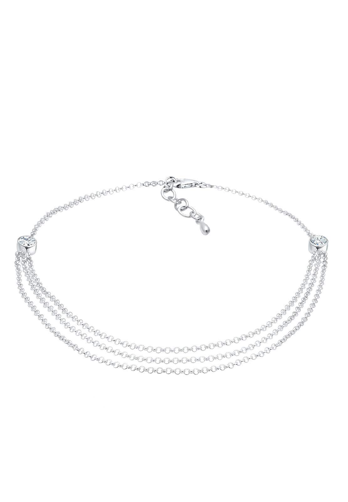 Elli Anklet Solitaire Summer Crystals 925 Sterling Silver