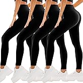 SINOPHANT 4 Pack Leggings for Women - Full Length Capri Buttery Soft High Waisted Yoga Pants for Athletic Workout Sports