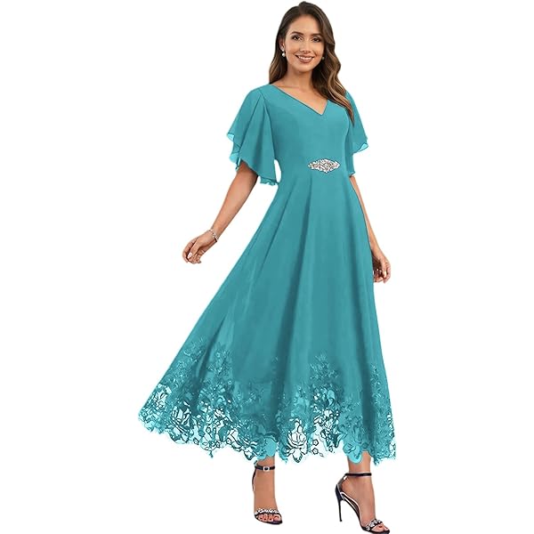 Amazon.com: Short Sleeve Mother of The Bride Dresses Beach Wedding Tea  Length Chiffon Evening Gowns for Women Formal Sage Green Size 16 :  Clothing, Shoes & Jewelry