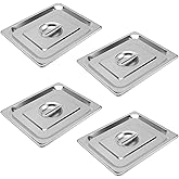 JAPCHET 4 Pack 1/2 Size Stainless Steel Steam Table Lid, Steam Table Pan Lids with Handle Hotel Pan Cover for Kitchen, Hotel, Restaurant and Party, Silver
