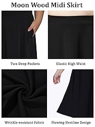 Moon Wood Women's Plus Size Midi Skirt High Elastic