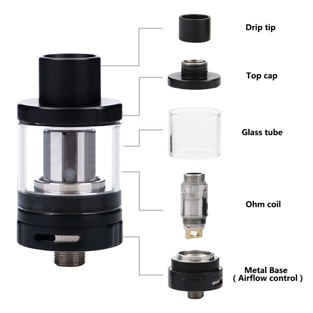 Starter kit sigaretta elettronica con batteria ricaricabile incorporata da 1400 mAh, Cig E portatile ultra con serbatoio RTA a riempimento massimo, senza nicotina, senza E-Liquid (nero)