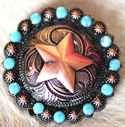 4 Conchos Concho Star Copper Rhinestone Horse Saddle Western Turquoise Tack CO92