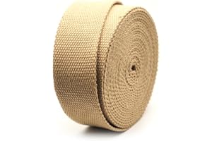 CRAFTMEMORE 1.5 Inches Heavy Cotton Webbing - Plain Weave Straps for Arts and Crafts, Luxury Bag Strap High Density Webbing (5 Yards, Tan)
