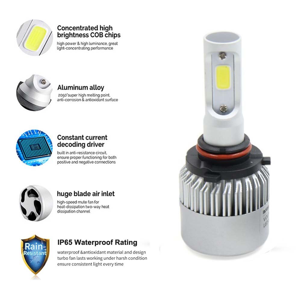 2PCS LED Headlight Low Beam Light High Beam Light Fog Light All-in-One Conversion Kit 9005 H10 HB3 Base 72W 6500K 8000Lm Xenon White Universal Fit Acura BMW Cadillac GMC Honda Lexus Mazda Oldsmobile