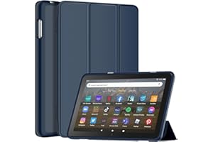 All-New Amazon Fire HD 8 & 8 Plus Tablet Case (12th/10th Generation, 2024/2022/2020), DJ&RPPQ Smart Trifold Stand Cover with Soft TPU Back and Auto Wake/Sleep Also for 8in Sony Nokia-Navy Blue