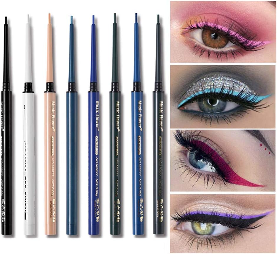 Amapower Super Slim Matte Liquid Eyeliner Pencil,Waterproof Automatic Rotate Eye Cosmetics Super Slim Eyeshadow Pen Colourful Pigment(NO 2)