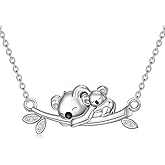 LWXIE Diamond Koala Necklace S925 Sterling Silver Diamond Cute Animal Necklace for Women Bear Jewelry Gifts for Birthday