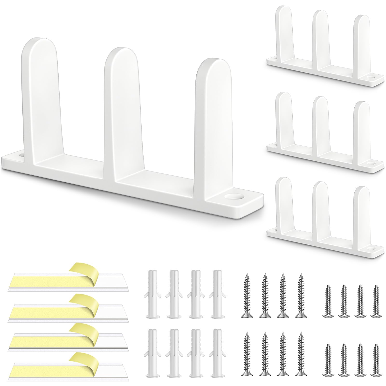 Photo 1 of 4 Pack Plastic Siding Closet Door Floor Guide, Universal Fit for 1-3/8" Width Doors, Keep Sliding Door Stable with Screws in Two Sizes, Solutions for Home Closet Door Track, White