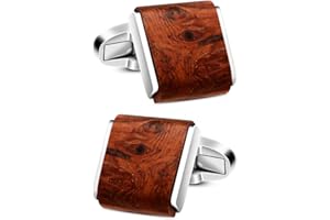 VIILOCK Mens Natural Handmade Rosewood Cufflinks Handcrafted Wooden Square Cuff Links (Bruma Rosewood)