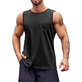 Runcati Mens Sleeveless Workout Tank Tops Athletic Muscle Gym T Shirts with Pockets