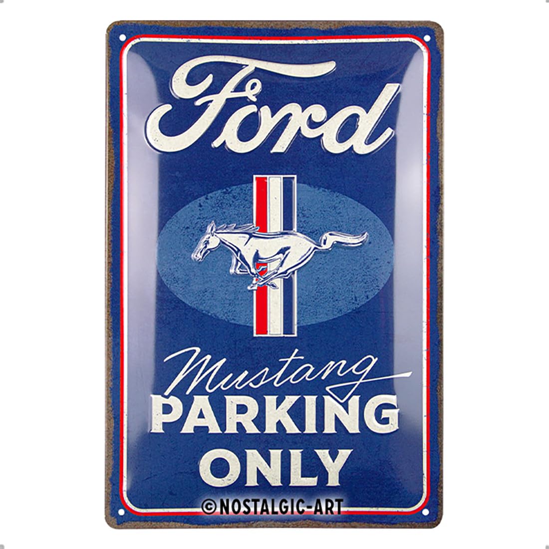 Nostalgic-Art Retro tin sign, 20 x 30 cm, Ford Mustang – Parking Only – Gift idea for Ford fans, made of metal, vintage design