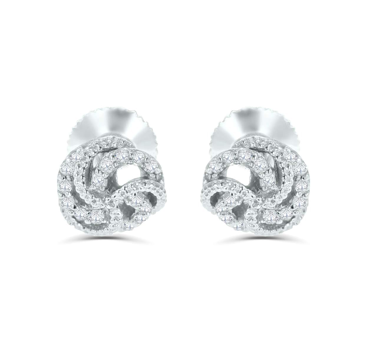 Amazon Com 14k White Gold Diamond Earrings For Women Knot