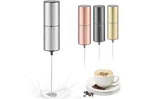 ELMWAY Battery Operated Coffee Frother by ELMWAY, Stainless Steel Electric Whisk, Mini Milk Frother Handled for Coffee, Latte, Matcha and Protein Powder (Silver without Stand)