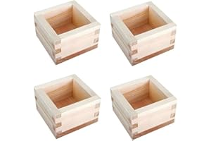 WIUSOODE 4pcs/Set Japanese Sake Cup Box Easy to and Clean Stylish and Functional Elegant Wood Japanese Wooden Square Box