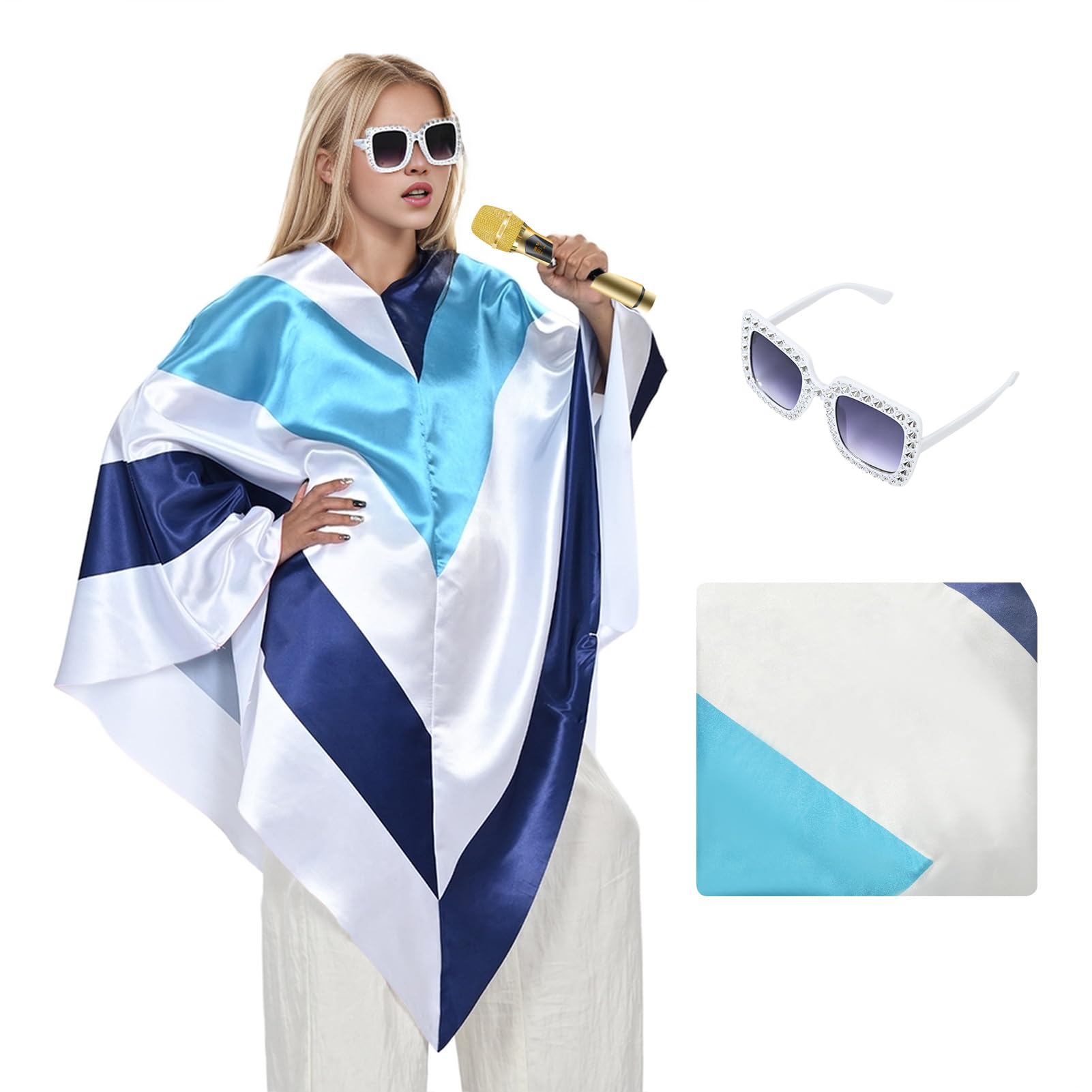 Maryparty Ladies Disco Poncho Adult 1970's Poncho Cape Costume for Carnival Parties Halloween