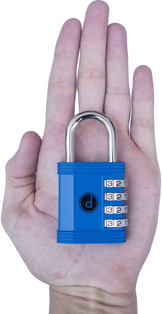 Padlock - 4 Digit Combination Lock for Gym, Sports, School & Employee Locker, Outdoor, Fence, Hasp and Storage - All Weather Metal & Steel - Easy to Set Your Own Keyless Resettable Combo - Blue - - 