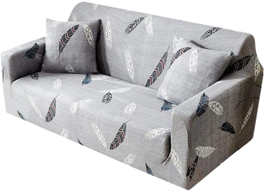 Sofa Slipcovers, Feathers Print Stretch Tight Wrap Slipcovers Elastic Sofa Cover - 1 Seater