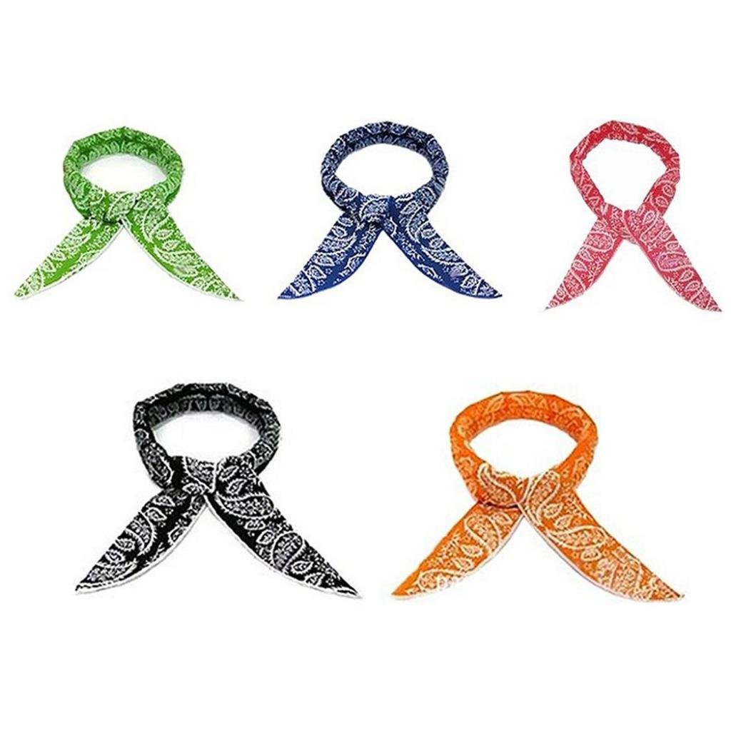 Novawo Pack of 5 Summer Instant Cooling Scarf Bandana Fast Cool Neck Wrap Ice Headband Random Colors Dispatched