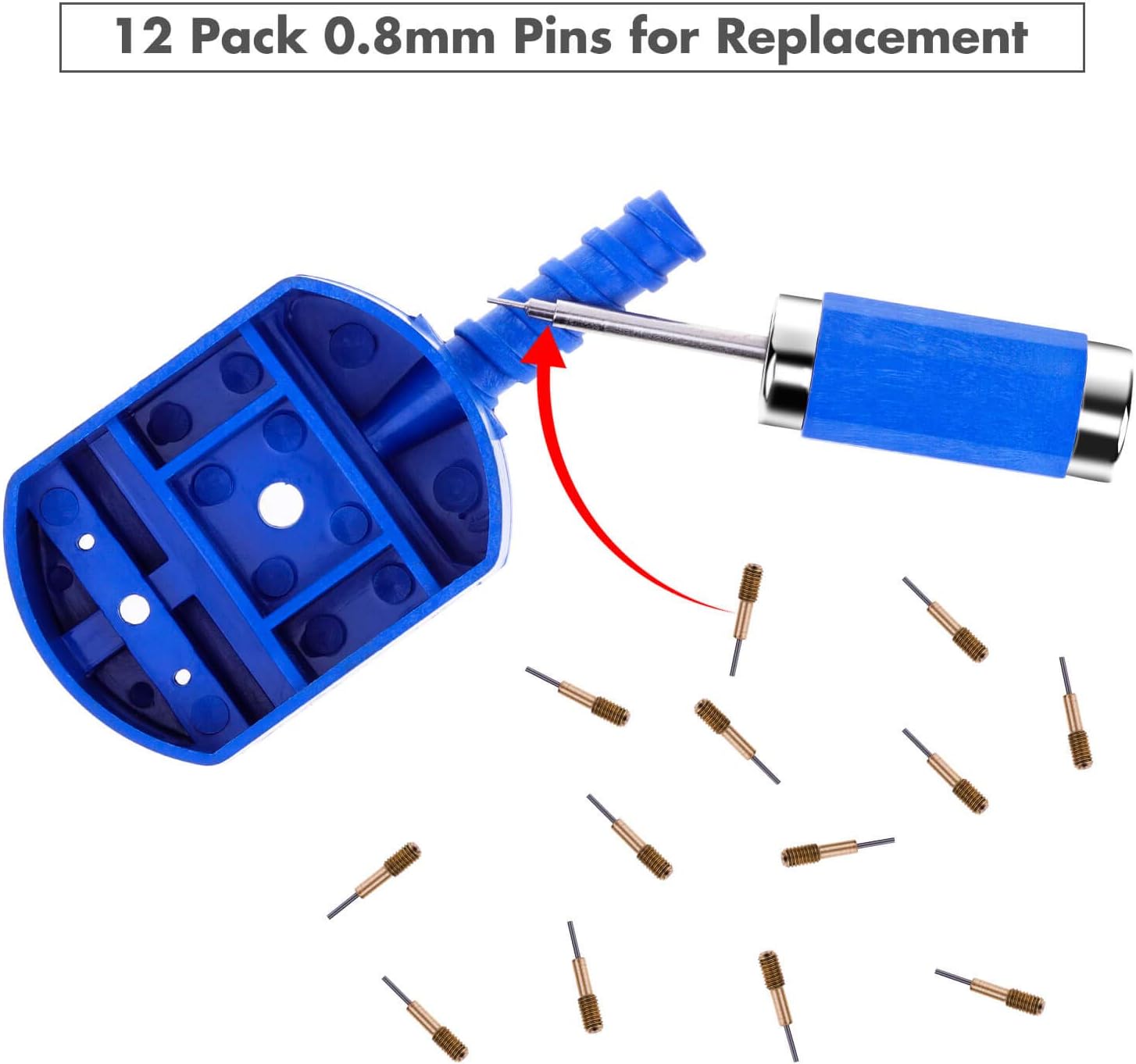 Watch Link Removal Tool Kit, Cridoz Watch Band Tool Chain Link Pin Remover with 12pcs Replacement Pins and 3pcs Pin Punches for Watch Bracelet Sizing, Watch Strap Adjustment and Watch Repair: Home Improvement