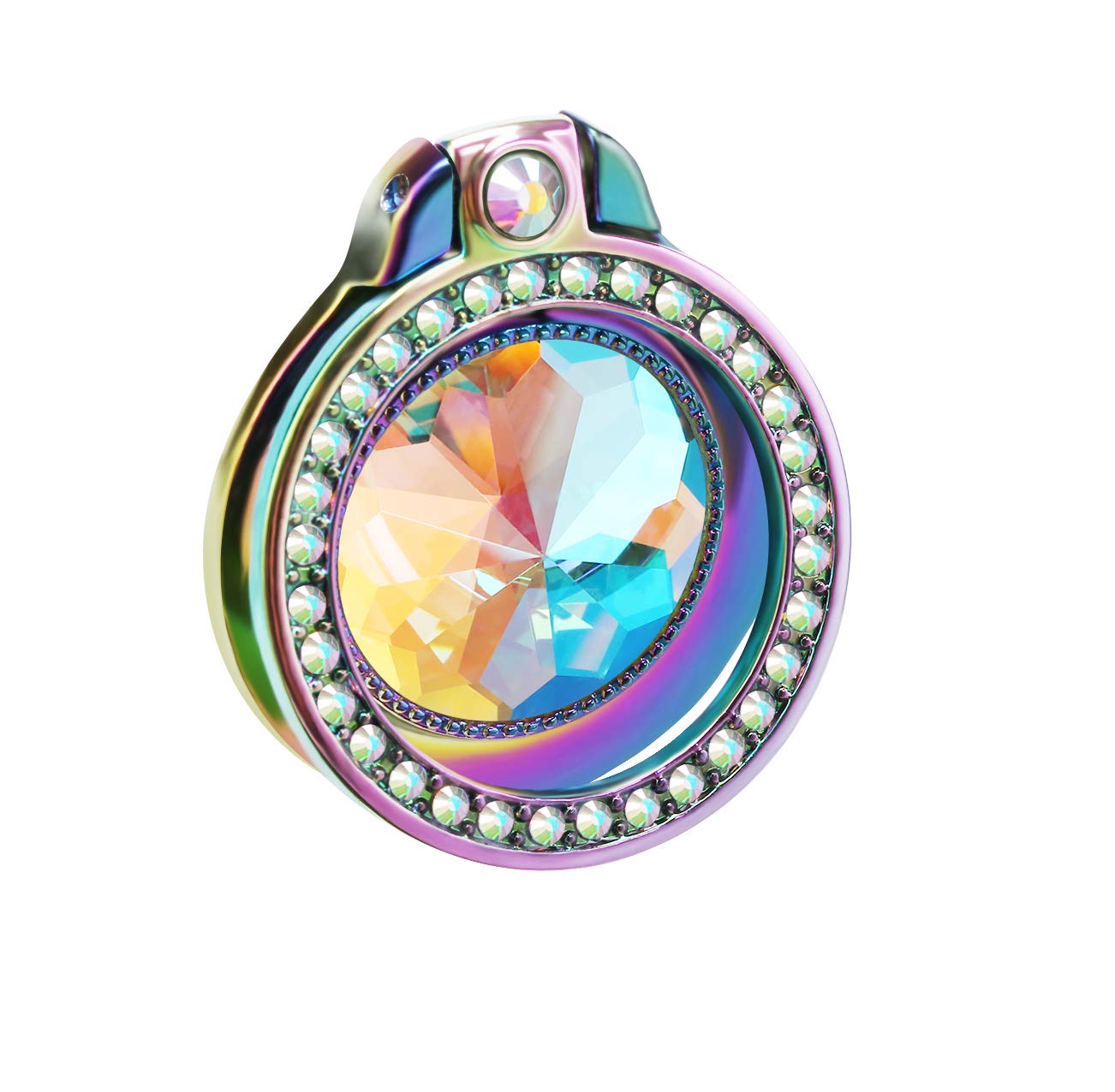 Photo 1 of lenoup Iridescent Glitter Bling Bling Phone Ring Holder,Rainbow Sparkle Phone Ring Artificial Diamond Stand,Teal Rhinestone Cell Phone Finger Ring