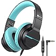 iClever HS19 Kids Headphones with Microphone for School, Volume Limiter 85/94dB, Over-Ear Girls Boys Headphones for Kids with Shareport, Foldable Wired Headphones for iPad/Travel (Black)