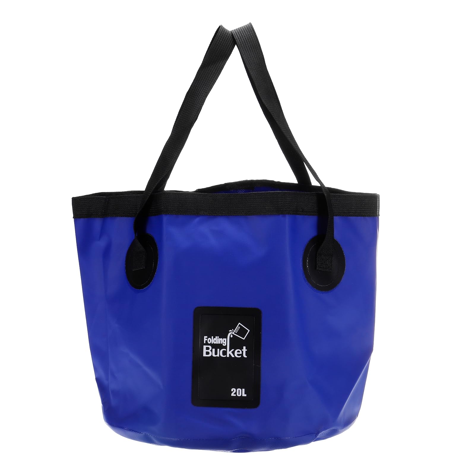 PATIKIL 5.3 Gallon 20L Collapsible Bucket, Travel Portable Water Storage Container Folding Foot Wash Basin for Outdoor Travel Camping Fishing, Dark Blue