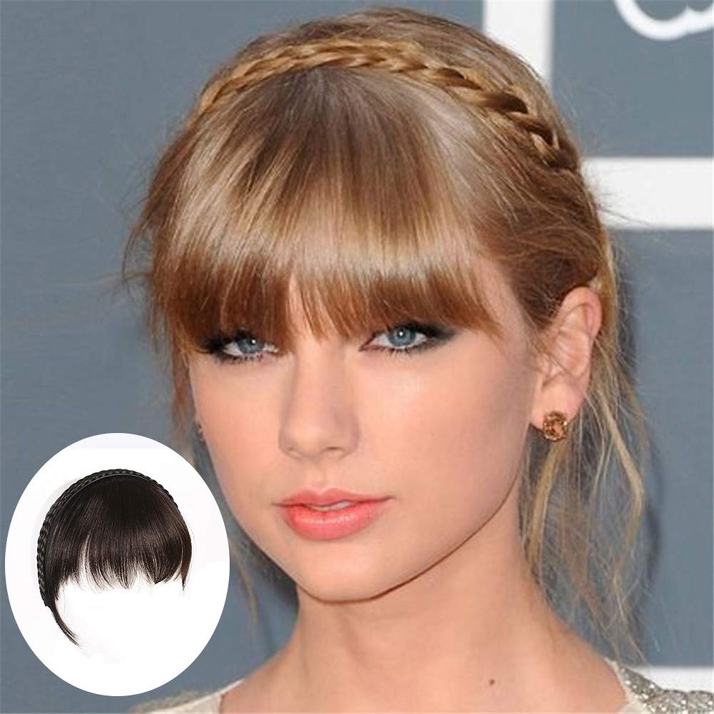 Remeehi 3d Air Bangs Topper With Twist Braid Hair Band No Glue No
