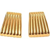 House of Hunter Gold Ribbed Statement Earrings – Sleek Lightweight Jewelry for Women