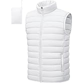 Cotrasen Men's Puffer Lightweight Vest Packable Outerwear Vest Warm Winter Outdoor Sleeveless Jacket for Travel Running