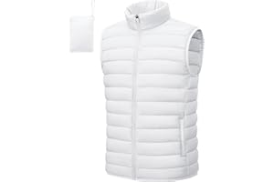 Cotrasen Men's Puffer Lightweight Vest Packable Outerwear Vest Warm Winter Outdoor Sleeveless Jacket for Travel Running