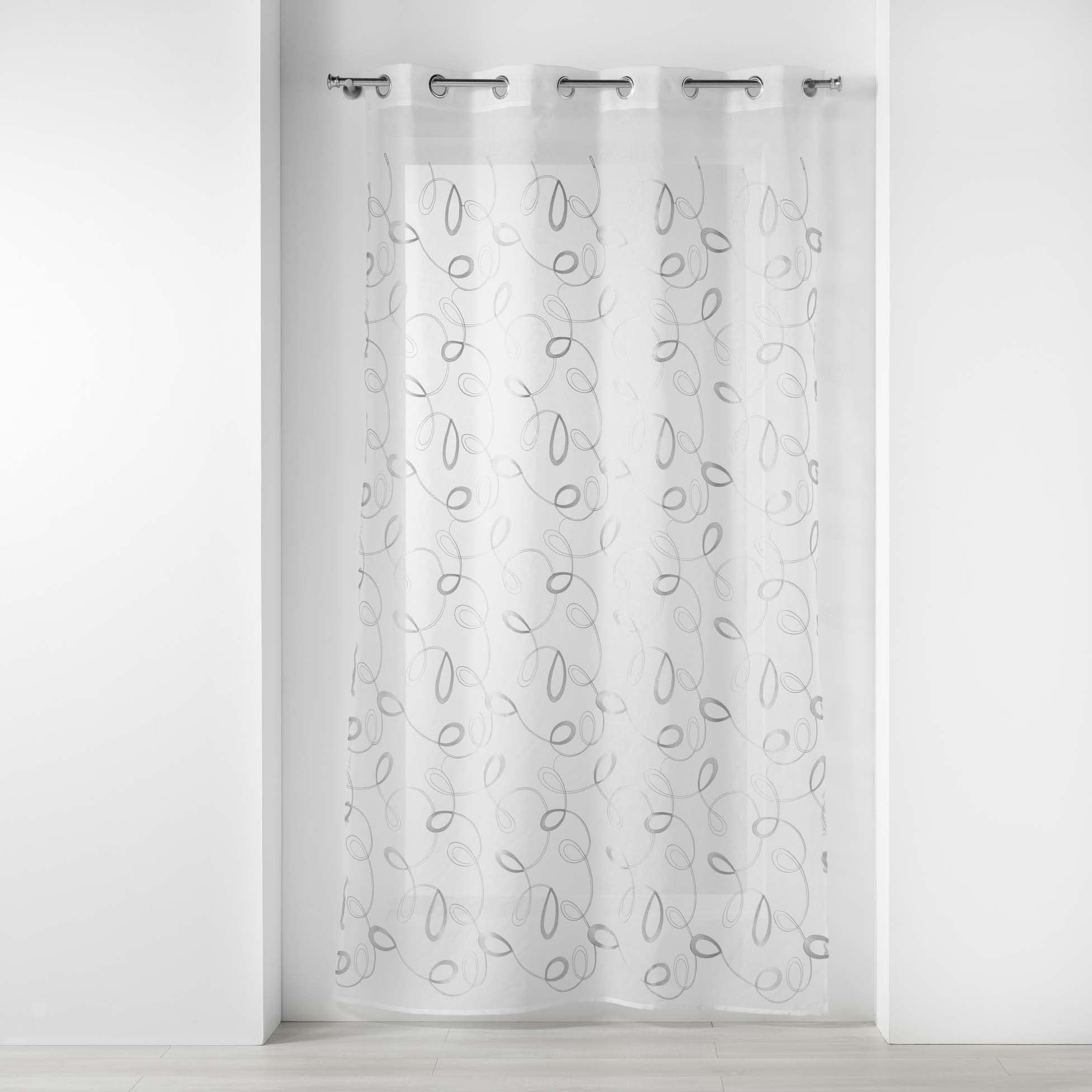 Douceur d'Intérieur, Grey Hoops Eyelet Curtains 140 x 240 cm