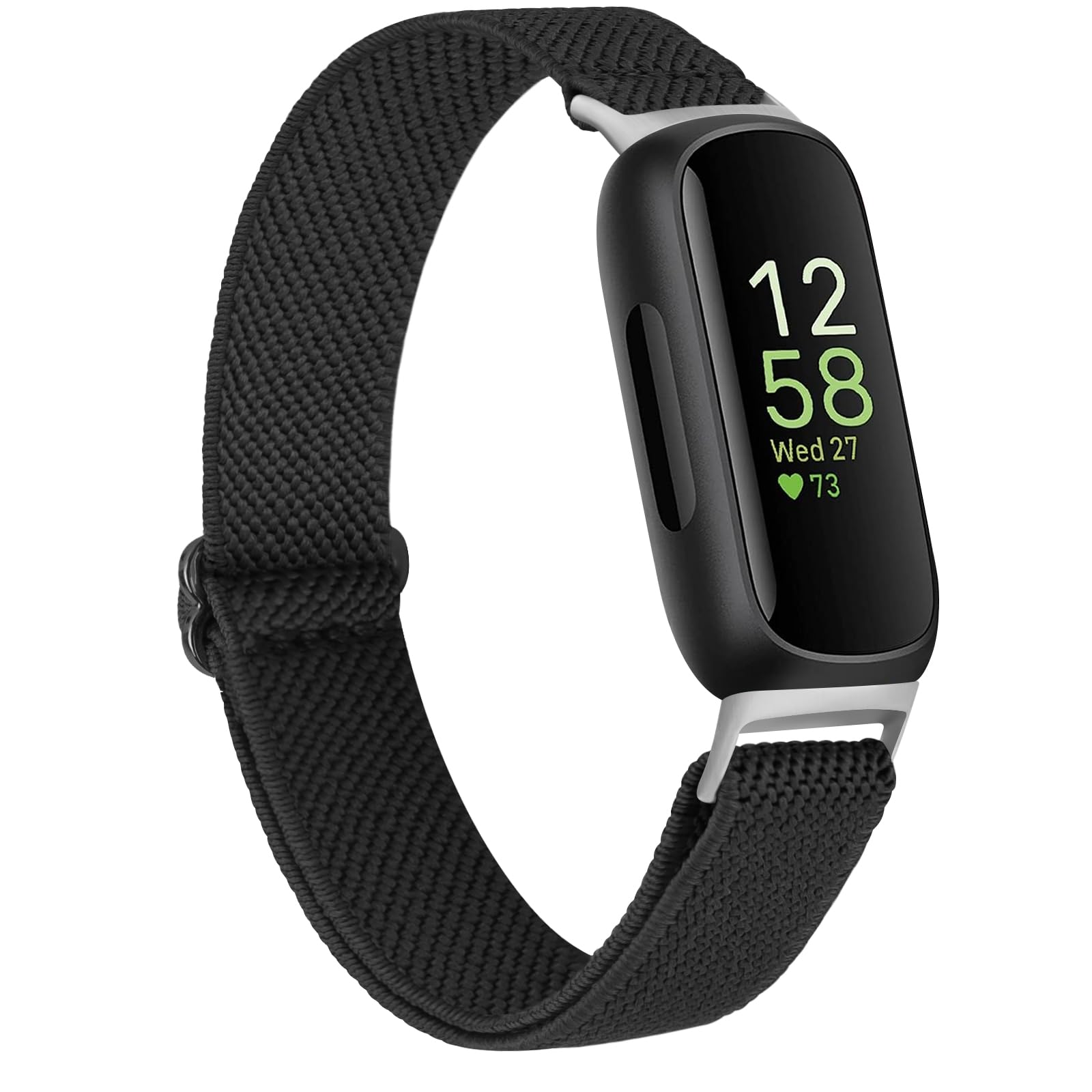 Wanme Elastic Nylon Straps Compatible with Fitbit Inspire 3 Strap for Women Men, Soft Adjustable Stretchy Sport Bands Replacement Wristband for Fitbit Inspire 3 Fitness Tracker (Black)