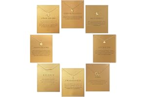 Qiuseadu 8Pack Friendship Unicorn Necklace Set Good Luck Elephant Pendant Chain Necklace with Message Card Party Favors Birthday Gifts for Girls Women