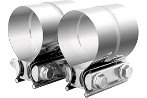Vitonsbay 2.5 Inch Exhaust Clamp, 2 1/2 inch Lap Joint Exhaust Band Clamp Sleeve Coupler Stainless Steel (2Pcs)