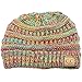 Kids Ages 2-7 Quad Color Chunky Thick Stretchy Knit Slouch Beanie Hat Rainbow