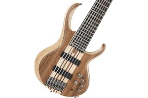 Ibanez BTB747 7 string Electric Bass Guitar with Mahogany-backed Ash Wings, Walnut Top2 Humbucking Pickups and 3-band Active EQ - Natural Flat Low Gloss