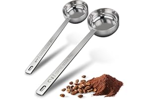 KT DEALS 2PCS Stainless Steel Coffee Scoop Set – 1 Tbsp (15ml) & 2 Tbsp (30ml) Coffee Measuring Spoons with Long Handles for Ground Coffee, Tea, Spices, Protein Powder, Kitchen & Barista Tools