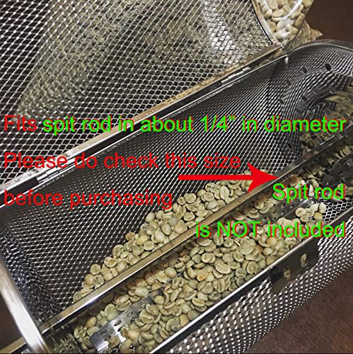 MiguCo 12"x5" Stainless Steel Coffee Beans Peanuts Sunflower Seeds Grill Basket for Rotisserie Oven Roaster