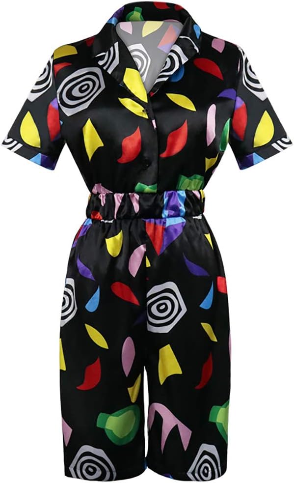cilyberya Stranger Things Costume Eleven Jumpsuit Cosplay Costume T Shirt Halloween Party Role Play Summer Short Sleeve Colorful Ouifit Dress