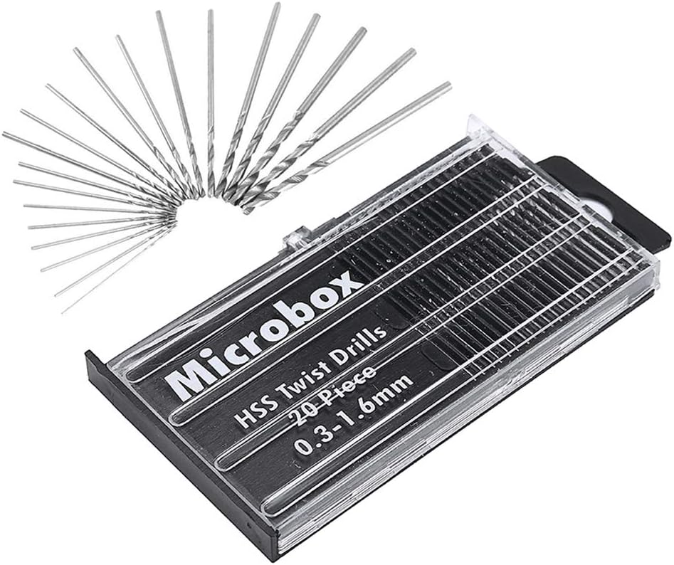 Mesee 20pc HSS Mini Micro Drill Bit Set 0.3-1.6mm Twist Precision DIY Rotary