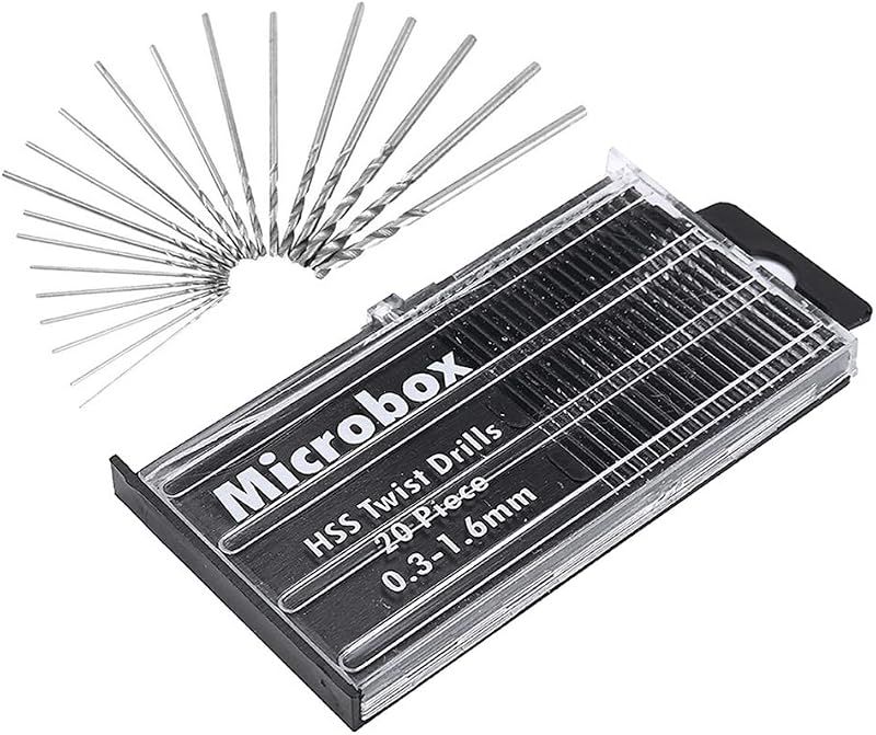 Mesee 20pc HSS Mini Micro Drill Bit Set 0.3-1.6mm Twist Precision DIY Rotary
