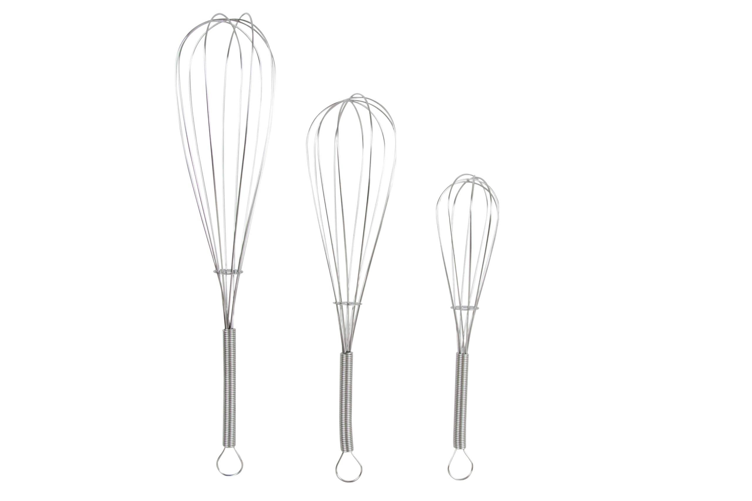 Zenker Set of 3 Wire Whisks, Stainless Steel, Small Medium & Large, Manual Egg Whisk, Baking Whisk, Pack of 3 Balloon Whisks for Cooking Whisking Beating & Stirring, Coil Handle & Hanging Loop, Silver